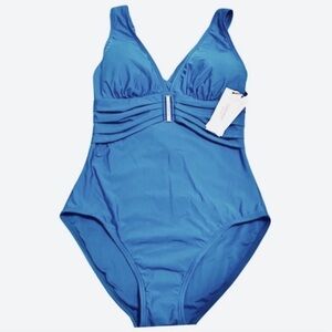 NEW Calvin Klein One Piece Swimsuit Crisscross Back Blue Size 8